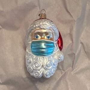 Festive Santa Claus Ornament with Mask - Red, White, Blue
